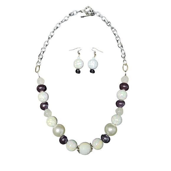 Beaded Multi Color & Size Adjustable Necklace w. Matching Earrings - Picture 1 of 7